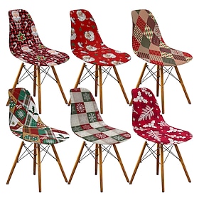 Housses de chaises de salle à manger de Noël, housses extensibles imprimées Père Noël, housses de chaises décoratives festives pour la cuisine et la salle à ma