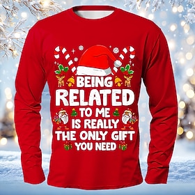 Funny Christmas Long Sleeve T Shirt for Men, Being Related to Me Is the Only Gift You Need, Holiday Family Party Top