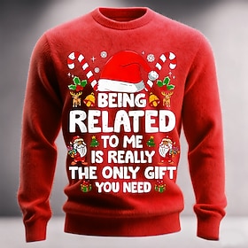 Being Related To Me Is Really The Only Gift You Need Ugly Christmas Sweater Men's 3D Print Pullover Sweater Jumper Knitwear Crewneck Casual Outdoor Christmas G