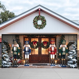 Christmas Garage Door Cover with Nutcracker Soldiers, Elegant Holiday Front Door Scene Garage Banner Outdoor Xmas Decoration for Home Driveway Decor