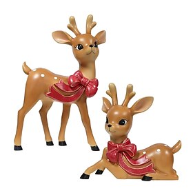 Christmas Decorations Reindeer Resin Ornaments, Cute Retro Crafted Reindeer Figurines for Xmas Tree Living Room Bookshelf Bedroom Wine Cabinet Home Decorations