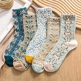 Women's Stockings Outdoor Holiday Flower Polyester Basic Classic Casual Elastic Warm 1 Pair