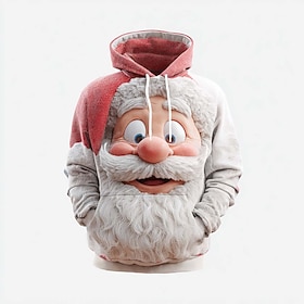 Christmas Men's Santa Claus 3D Hoodie Sweatshirt Fashion Daily Casual Long Sleeve Crew Neck Hooded Home Party Gift Red 3 Red Red 2 Drawstring Fall Winter Desig