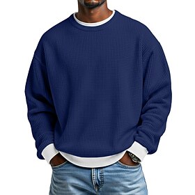 Men's Waffle T-Shirt Pullover Sweatshirt Tee Top Long Sleeve Shirt Long Sleeve …