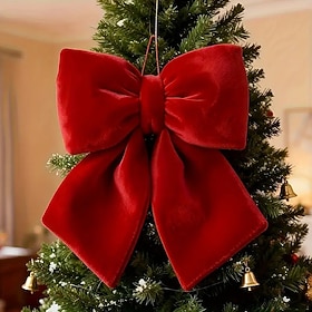 Large Red Christmas Bow – Classic Holiday Tree Decoration, Perfect for Indoor and Outdoor Christmas Trees, Wreaths, Wedding Decor, Party Accents, Gift Wrapping