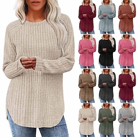 Women's Blouse Ruched Solid Color Stylish Casual Long Sleeve Crew Neck Regular Tops Daily Blue White Wine Purple Fuchsia Spring Fall Winter