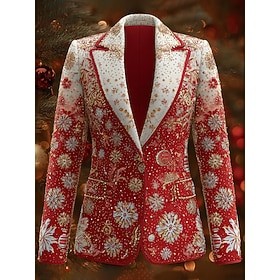 Women's Blazer Windproof Comfortable Buttons Christmas Elegant Active Fashion Solid Color Formal Christmas Anniversary Single Breasted Regular Notch Lapel Regu