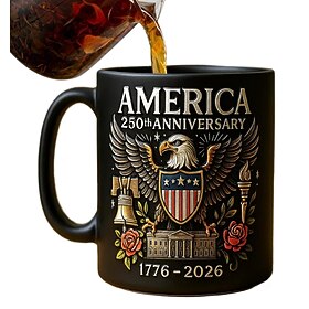 USA 250th Anniversary Mug, 11oz Ceramic Coffee Mug Celebrates United States 250th, The eagle and the flag symbolize Patriotic Decorator, Printed Ceramic Cups f