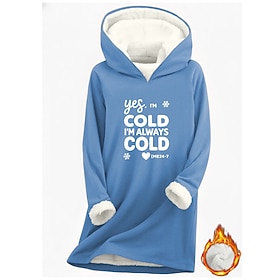 Women's Pullover Fleece Lined Hoodie Graphic Letter Warm Casual Fuzzy Long Sleeve Hooded Long Tops Street Casual Light Pink Black Dark Pink Blue Spring Fall Wi
