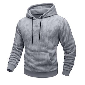 Men's Hoodie Pullover Hoodie Sweatshirt Fleece Hoodie Camo Hoodie Black White Army Green Khaki Gray Hooded Plain Camouflage Patchwork Color Block Sports Outdo
