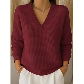 Women's Waffle Grid Shirt Elegant Vintage Daily Pink Wine Blue Brown Green Spring Fall Winter