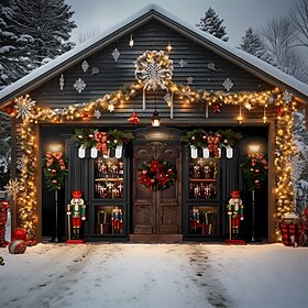 Christmas Garage Door Cover Large Hanging Backdrop Gift Walnut Soldiers Cute 3D Party Outdoor Holiday Shooting Backgrounds Yard Home Decor