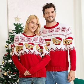 Ugly Xmas Sweaters for Couples Family Ugly Christmas Sweater Pullover Bear Christmas for Men's Women's Boys' Girls' Adults Kid's Christmas New Year Party Chris