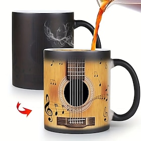 Magic Guitar Mug Color Changing Guitar Ceramic Mug 350ml Reusable Hand Wash Only Recyclable Christmas Halloween Thanksgiving Valentine's Day Mother's Day Them