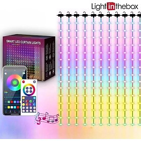 Curtain Light Bluetooth RGB Phantom Curtain Light–USB Powered 300/450 LED Leather Thread LED String Lights for Party Decor