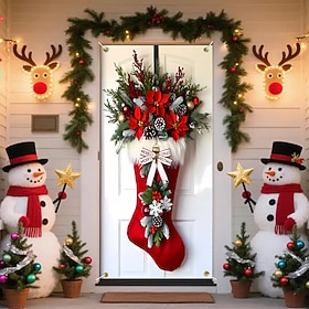 Christmas Posters Door Cover Outdoor Banners Snowman Stockings Cute 3D Party Dorm Teens Room College Dorm Guys Man Cave Frat Bedroom Shooting Backgrounds Home