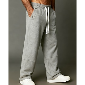 Men's Sweatpants Trousers Straight Leg Sweatpants Drawstring Pocket Elastic Waist Plain Comfort Daily Sports Outdoor Fashion Casual Black Gray Micro-elastic