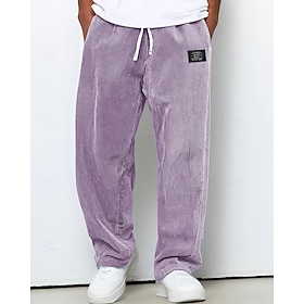 Herre Joggebukser Bukser Kordfløyel bukse Snorer Lomme Elastisk midje عادي Komfort Sport  Utendørs Daglig Mote Fritid Blå Mørkebrun Mikroelastisk