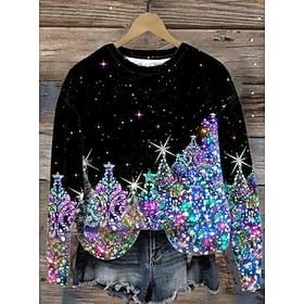Christmas Women's Snowflake Pullover Sweatshirt Casual Long Sleeve Crew Neck Regular Tops Street Dailywear Casual Black Pink Wine Blue Purple Fall Winter
