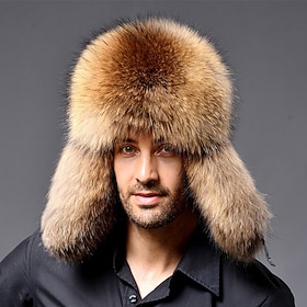 Men's Trapper Hat Ushanka Hat Aviator Hat Ear Flap Hat Winter Hats Black Brown Polyester Fleece Fashion Vintage Style Modern Contemporary Daily Wear Date Solid