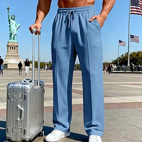 Men's Sweatpants Wide Leg Sweatpants Trousers Open Bottom Sweatpants Drawstring Elastic Waist Plain Breathable Full Length Sports Outdoor Casual Daily Vacation