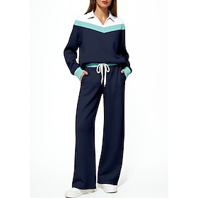 Women's Sweatshirt Tracksuit 2 Piece Tracksuit Drawstring Pocket Geometric Athletic Clothing Set Clothing Suit Spring Fall Winter Army Green Red Vocation Outdo