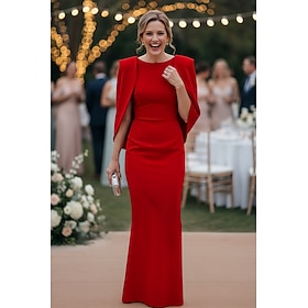 Sheath Column Floor Length Wedding Guest Dress Formal Dresses Evening Gown Mother of the Bride Dress Sleeveless Boat Neck Elegant Formal Formal Evening Birthda