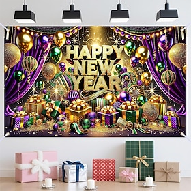 New Year Tapestry Banners Blanket Happy New Year 2026 Cute Romantic 3D Bedroom Living Room Dorm Teens Room College Dorm Wall Porch Home Decor
