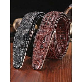 Men's Genuine Leather Belt with Crocodile Texture, Multiple Colors, Stylish and Durable for Casual and Formal Occasions