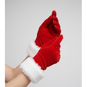Red Christmas Gloves with White Fur Trim Santa Claus Gloves Women's Christmas Christmas Accessories Adults Christmas New Year Party Gloves Gifts