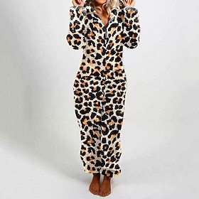 Women's Pajamas Loungewear Onesie Fashion Casual Soft Graphic Zipper Vacation Home Street Long Sleeve V Neck Blue Black Pink Red Orange Spring Fall Winter Regu