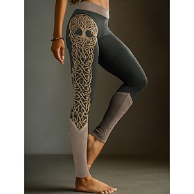Women's Viking Boho Leggings Vintage Ethnic Style Full Length High Waist Graphic Abstract 3D Print Quick Dry Breathability Soft Stretchy Formal Vacation Pink