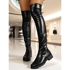 Women's Red Over-the-Knee Boots with Chunky Heel – Bold Fashion Style, Perfect for Winter, Christmas Parties and Casual Streetwear