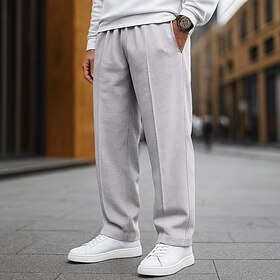 Men's Sweatpants Joggers Fleece Pants Wide Leg Sweatpants Trousers Pocket Elastic Waist Plain Comfort Soft Full Length Outdoor Daily Going out Casual Big and T
