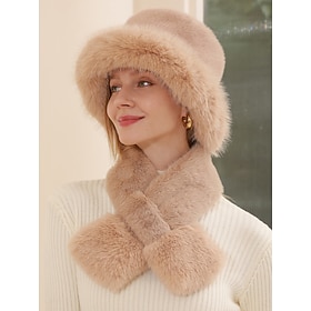Women's Faux Fur Hat and Scarf Set – Available in Multiple Colors, Soft and Cozy for Winter, Perfect for Cold Weather Fashion.