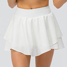 Women's Solid Colored Casual Skirt Tennis Skirts Sport Skirt Elastic Sweat-Wicking Breathable Tennis Pickleball Yoga Bottoms White Black Yellow Tennis Clothing