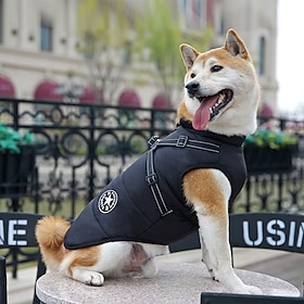 Warm Dog Coat Dog Jacket Waterproof Puppy Winter Coat with Buckles Reflective Adjustable Pet Snow Jacket Fleece Sweater for Medium Large Dogs