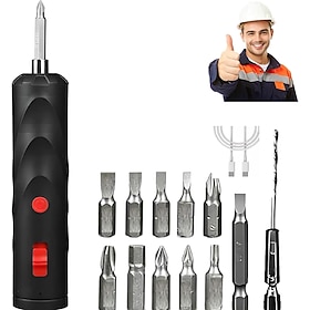 cacciavite elettrico a batteria, cacciavite elettrico a batteria aggiornato con set di punte per trapano, piccolo kit di utensili con 13 punte, ricari