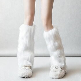 Fuzzy Leg Warmers for Women Fluffy Plush Winter Cozy Calf Socks Soft Faux Fur Boot Cuffs Cute Warm Layered Socks Trendy Fall Winter Accessories