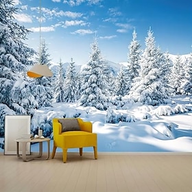 Winter Snow Forest Tapestry White Alps Mountain Winter Scene Tapestry Snowy Woodland Landscape Taptries Wall Hanging for Bedroom Living Room Dorm Wall Art Home