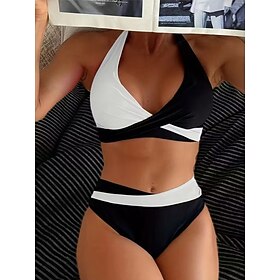 Women's Bikini 2 Piece Swimsuit Colorblock Fashion Stylish Graphic Color Block Sleeveless Bathing Suits