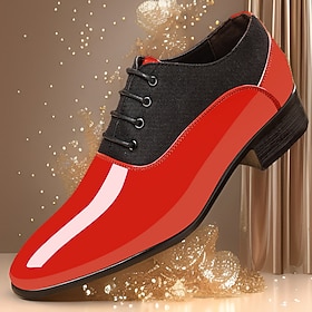 Step Up Your Game: Sleek Red and Black Dress Shoes for Men