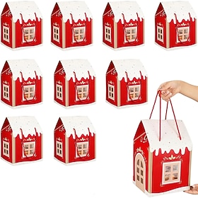 2/5/10PCS Christmas Wonderland House Gift Box Set Large 3D Pop Up House Shaped Boxes for Holiday Gifts Charming Pink Party Favor Bags Cookie Candy Packaging De
