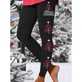 Women's Leggings Vacation Vintage Ethnic Style Full Length High WaistPantsUgly Christmas Graphic Christmas Tree Soft Comfortable Stretchy Formal Outdoor Vacati