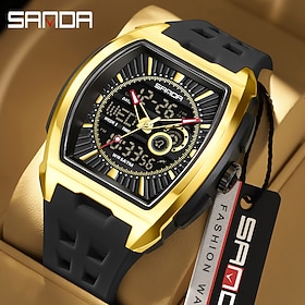 SANDA 5118 Dual Display Quartz Fashion Sports Waterproof Multi Functional Watch Luminous Chronograph Calendar Men's Watch