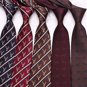 Men's Neckties Fashion Classic Modern Contemporary Elk Stripes Patterned Wedding Party Daily Wear