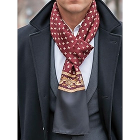 Men's Polyester Paisley Floral Print Scarf – Elegant Design, Multiple Color Options for Formal Casual Occasions