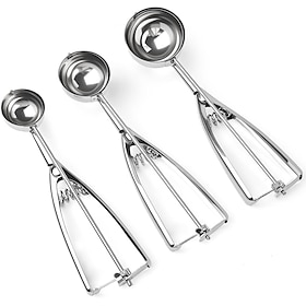 3Pcs Ice Cream Scoop Cookie Scoop Set, Stainless Steel Ice Cream Scooper with Trigger Release, Cookie Scooper for Baking, Cookie Dough Scoop