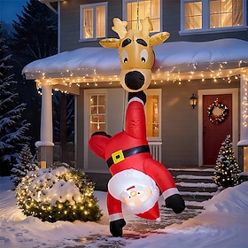 Christmas inflatable decoration 1.8M/6Ft LED with illuminated Santa Claus reindeer hanging air model outdoor courtyard eaves display window party atmosphere de