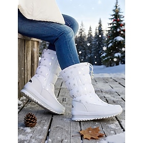 Women's Insulated Snowflake Winter Boots – Waterproof Anti-Slip Warm Outdoor Snow Shoes for Ski Trips, Winter Travel, Hiking and Daily Wear